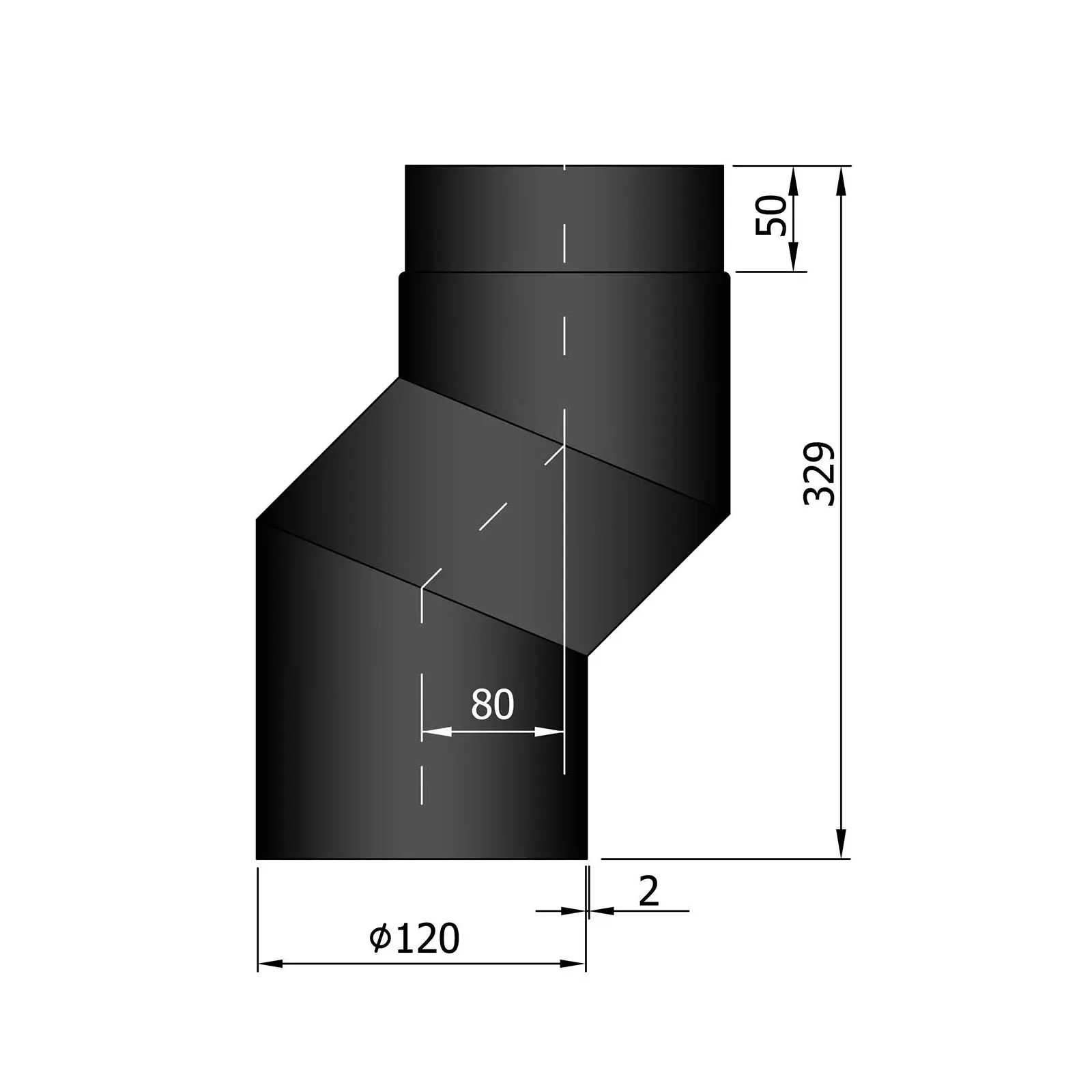 S-bøjning Ø 120 mm forskyder 80 mm