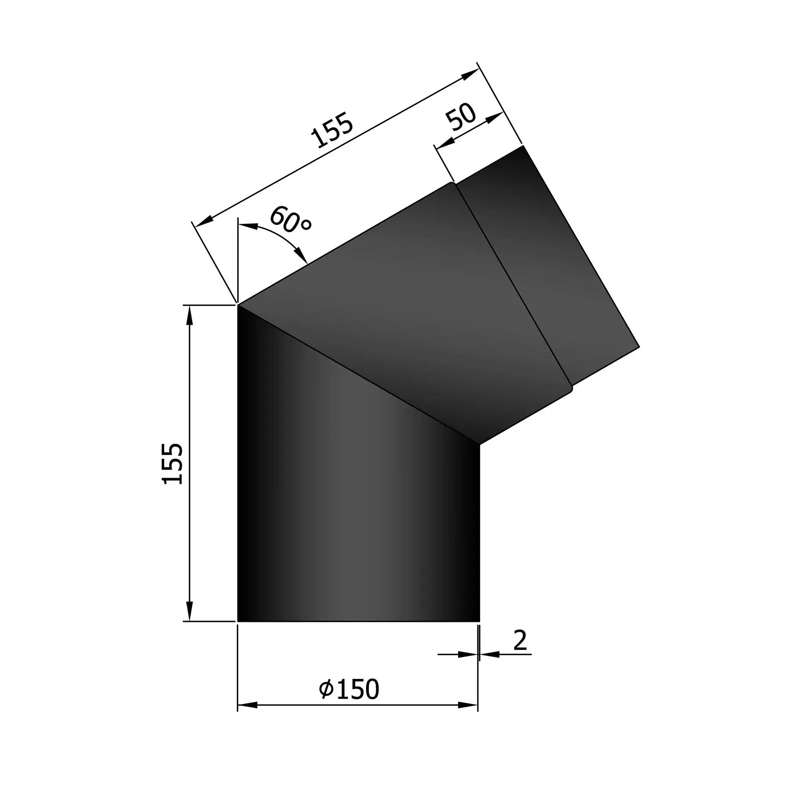 Bøjning Ø 150 mm - 60 gr.
