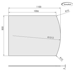 Lige med flad bue - 850x1100 mm