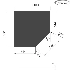 Femkantet - 1100x1100 mm - sort stål 2 mm