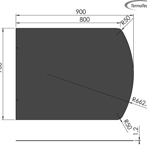 Lige med flad bue - 700x900 mm- 1,2 mm sort stål