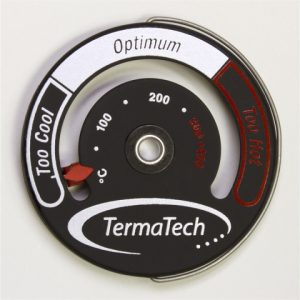 Røggastermometer - udvendig på røgrør.