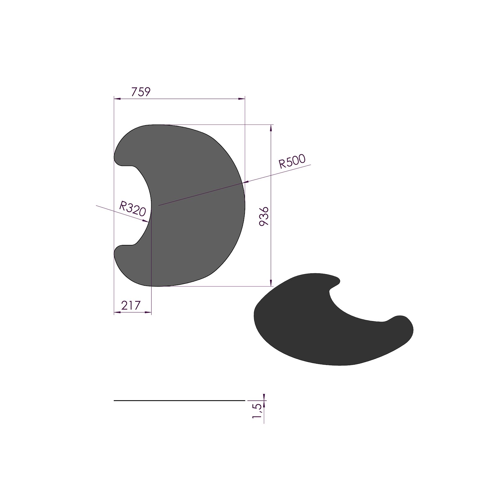 Form stålplade til TT20+TT21+TT23+TT44 936x758mm